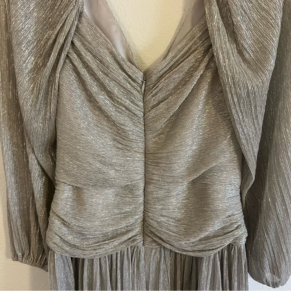 JONATHAN SIMKHAI Adele Twist-Front Plissé-Lamé Gown - Picture 6 of 14